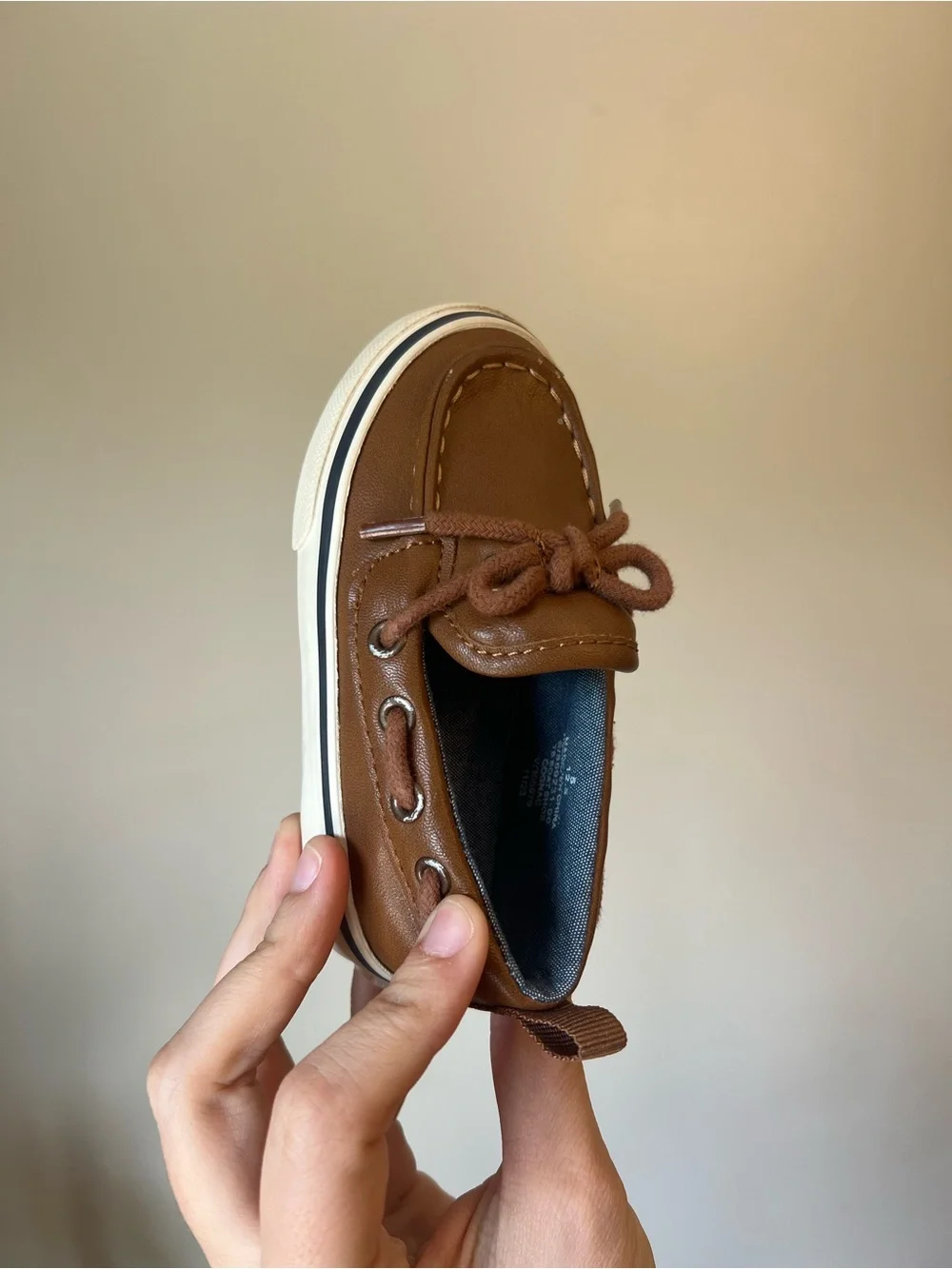 Old Navy Toddler Boy Brown Leather Boat Shoes - Classic Slip-On Style Size 5